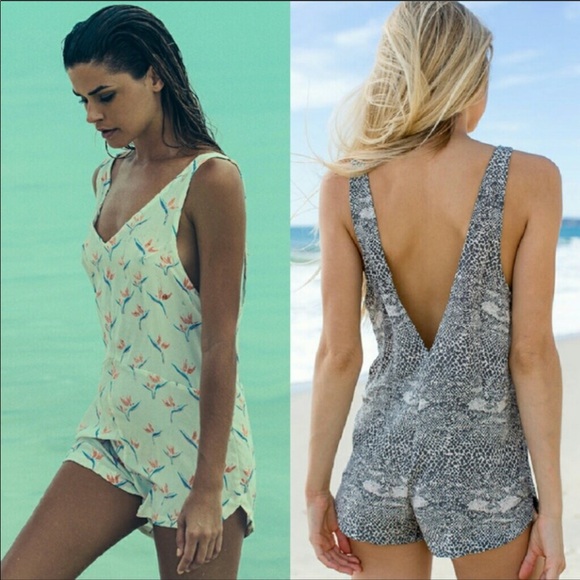 RARE Acacia 100% Silk Italy Romper BirdsofParadise - Picture 4 of 4